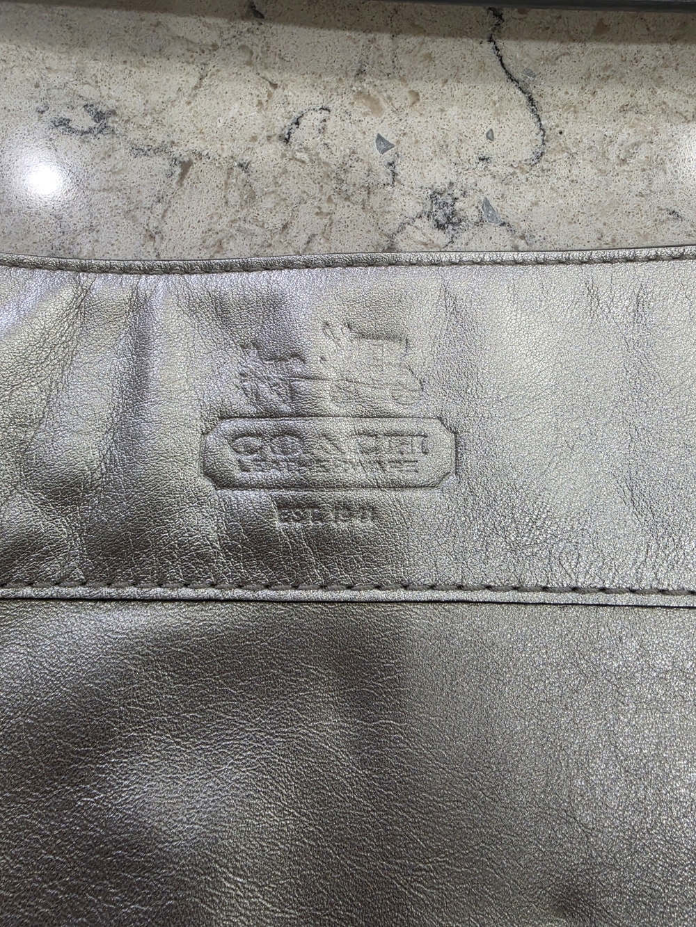Coach Metallic Silver NWOT Leather Bag